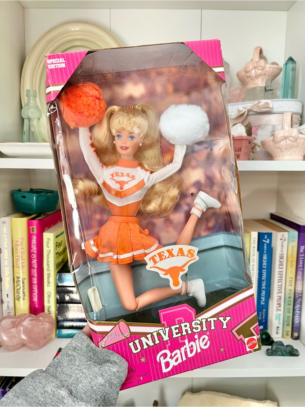 1996 University Barbie Texas Longhorns Cheerleader Doll Mattel #17792 Vintage